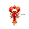 Picture of 1 Piece Eco-friendly PVD Vacuum Plating 304 Stainless Steel Ocean Jewelry Pendants 18K Real Gold Plated Red Enamel Lobster 5.3cm x 3.2cm