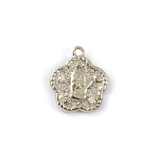 Immagine di 2 PCs Eco-friendly Brass Christmas Charms Real Platinum Plated Flower Glove Double Sided Clear Cubic Zirconia 14mm x 12.5mm