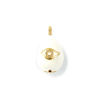 Picture of 1 Piece Eco-friendly Brass Charms 18K Real Gold Plated White Enamel Drop Eye 3D Clear Cubic Zirconia 26mm x 15mm