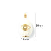 Picture of 1 Piece Eco-friendly Brass Charms 18K Real Gold Plated White Enamel Drop Eye 3D Clear Cubic Zirconia 26mm x 15mm
