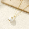 Picture of 1 Piece Eco-friendly Brass Charms 18K Real Gold Plated White Enamel Drop Eye 3D Clear Cubic Zirconia 26mm x 15mm