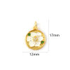 Picture of 2 PCs Eco-friendly Brass Flora Collection Charms 18K Real Gold Plated White Enamel Round Disc Flower Micro Pave Clear Cubic Zirconia 17mm x 12mm
