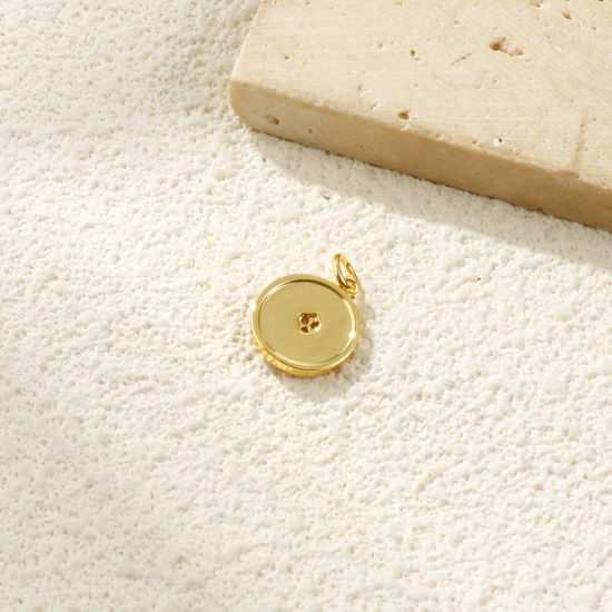 Изображение 2 PCs Eco-friendly Brass Flora Collection Charms 18K Real Gold Plated White Enamel Round Disc Flower Micro Pave Clear Cubic Zirconia 17mm x 12mm