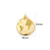 Picture of 2 PCs Eco-friendly Brass Charms 18K Real Gold Plated Beige Enamel Planet Earth Pearlized 24mm x 18mm