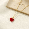 Picture of 2 PCs Eco-friendly Brass & Glass Valentine's Day Charms 18K Real Gold Plated Wine Red Heart Faceted 19mm x 14mm