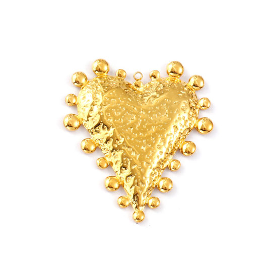 Imagen de 1 Piece Eco-friendly PVD Vacuum Plating 304 Stainless Steel Valentine's Day Pendants 18K Real Gold Plated Heart 4.4cm x 4cm