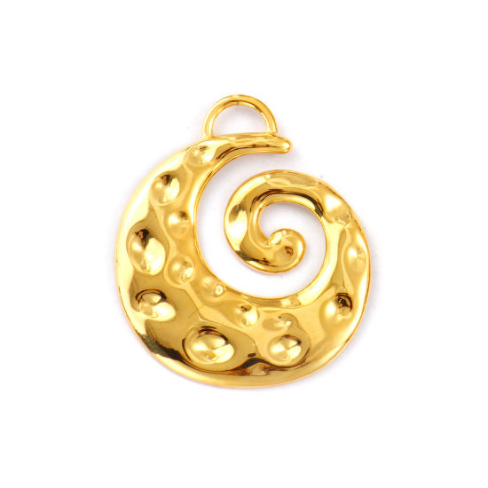 Imagen de 1 Piece Eco-friendly PVD Vacuum Plating 304 Stainless Steel Pendants 18K Real Gold Plated Spiral 5.8cm x 5cm