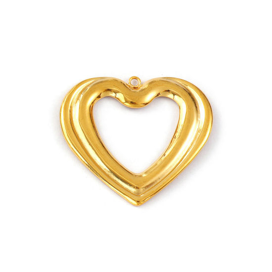 Изображение 1 ШТ Экологичное вакуумное PVD-покрытие 304 Нержавеющая Сталь День святого Валентина Подвески 18K настоящее золото с покрытием Сердце 3.5см x 3.1см