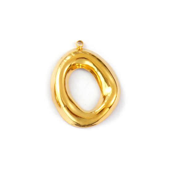 Изображение 1 ШТ Экологичное вакуумное PVD-покрытие 304 Нержавеющая Сталь Подвески 18K настоящее золото с покрытием Бесформенный ажурная резьба 28мм x 22мм