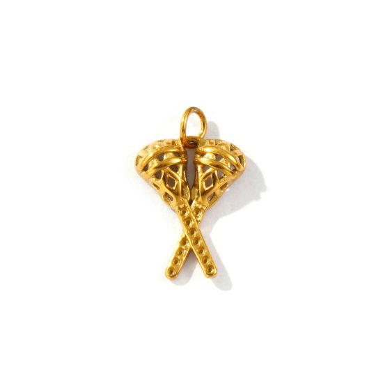 1 Piece Eco-friendly PVD Vacuum Plating Waterproof Anti-Tarnish Hypoallergenic 304 Stainless Steel Sport Charms 18K Real Gold Plated Hockey Hollow 21mm x 14mm の画像