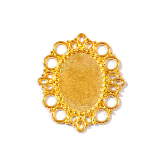 Bild von 20 PCs Zinc Based Alloy Cabochon Settings Connectors Charms Pendants Findings Oval Gold Plated (Fits 25mm x 18mm) 4.2cm x 3.6cm