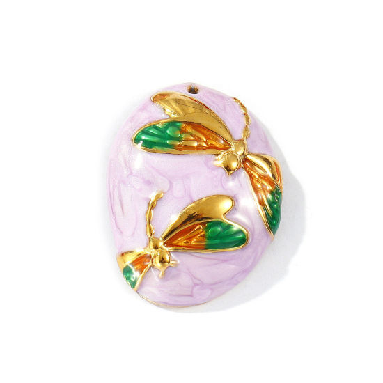 Imagen de 2 Unidades Recubrimiento al Vacío PVD Ecológico 304 Acero Inoxidable Insecto Colgantes Chapado en Oro de 18K Multicolor Esmalte libélula Perlado 3.3cm x 2.5cm