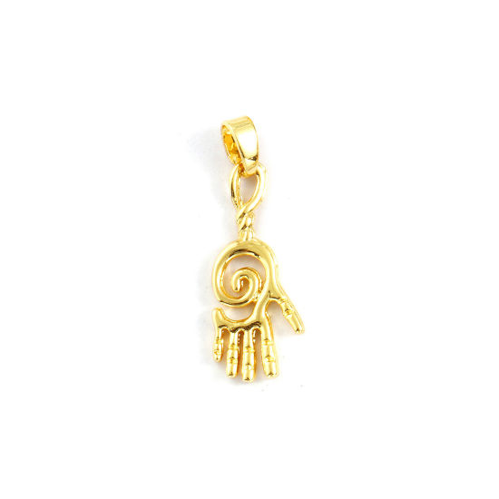 Bild von 2 Stück Umweltfreundlich Messing Charm-Anhänger 18K Echtgold plattiert Hand Hohl 27mm x 9mm