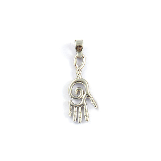 Bild von 2 Stück Umweltfreundlich Messing Charm-Anhänger Echt Platin plattiert Hand Hohl 27mm x 9mm