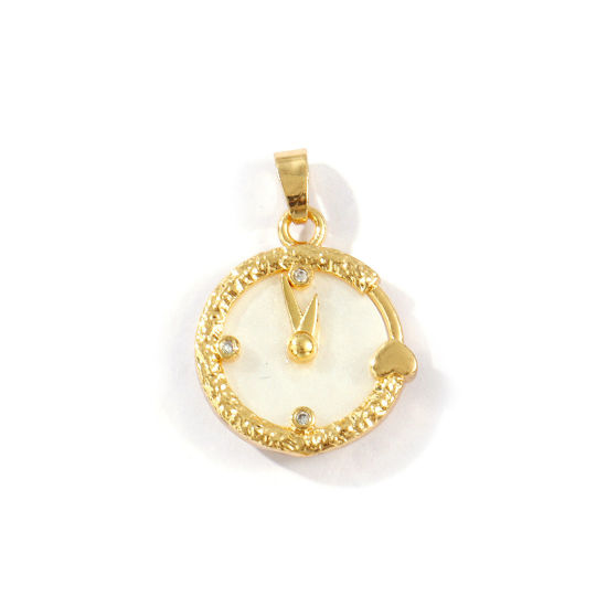 Immagine di 2 Pz Ottone San Valentino Ciondoli Pendenti Placcato Oro 18K Bianco Orologio da Polso Cuore Con Resina Cabochons Trasparente Cubic Zirconiae 25mm x 17mm