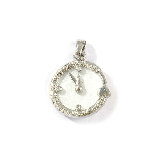Immagine di 2 Pz Ottone San Valentino Ciondoli Pendenti Platino Placcato Bianco Orologio da Polso Cuore Con Resina Cabochons Trasparente Cubic Zirconiae 25mm x 17mm