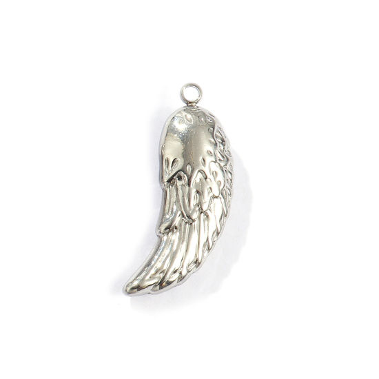 Image de 1 Piece Eco-friendly 304 Stainless Steel Pendants Silver Tone Wing Hollow 3.9cm x 1.5cm