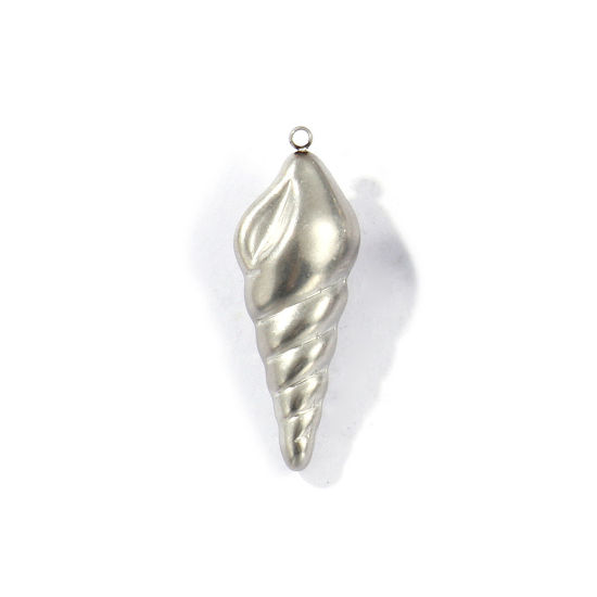 Image de 1 Piece Eco-friendly 304 Stainless Steel Ocean Jewelry Pendants Silver Tone Conch/ Sea Snail Hollow 3.4cm x 1.3cm