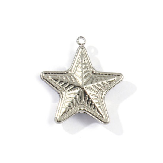Image de 1 Piece Eco-friendly 304 Stainless Steel Pendants Silver Tone Pentagram Star Hollow 3.7cm x 3.4cm