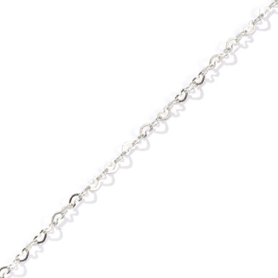 Immagine di 10 M Ecologico 304 Acciaio Inossidabile Catena a Cavo Per Risultati di Creazione di Gioielli Fai-da-te Fatti a Mano Cuore Tono Argento 2mm