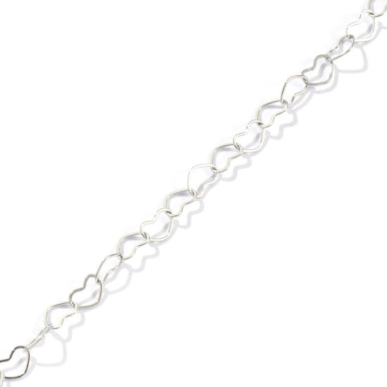 Immagine di 10 M Ecologico 304 Acciaio Inossidabile Catena a Cavo Per Risultati di Creazione di Gioielli Fai-da-te Fatti a Mano Cuore Tono Argento 4.5mm