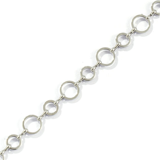 Immagine di 10 M Ecologico 304 Acciaio Inossidabile Catena a Maglia Fatta a Mano Per Risultati di Creazione di Gioielli Fai-da-te Fatti a Mano Tono Argento 10mm