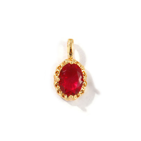 Image de 2 Pcs Breloques Pierres de Naissance Respectueux de la Nature en Laiton Plaqué Or Véritable 18K Ovale juillet à Strass Rose 15mm x 8mm