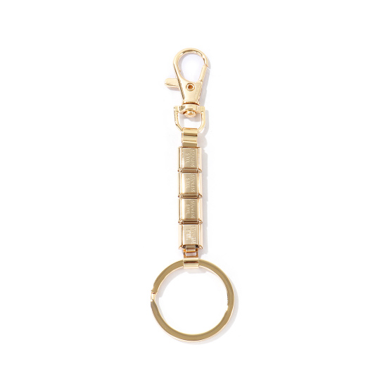 Picture of 1 Piece 304 Stainless Steel & Zinc Based Alloy Italian Charm Keychain & Keyring Wholesale Light Golden Detachable 10cm x 3cm