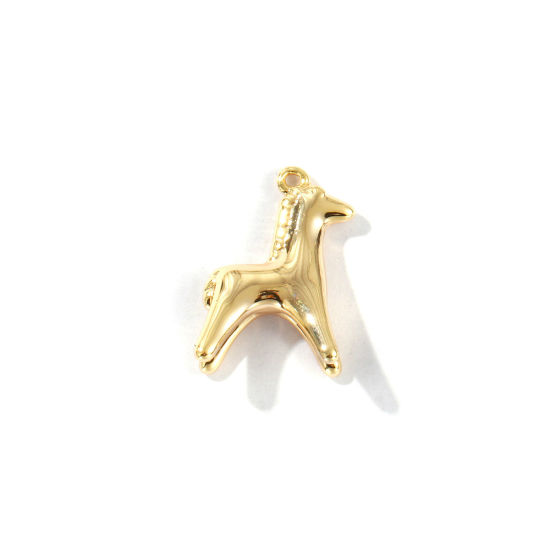 Immagine di 2 Pz Ecologico Ottone Ciondoli 18K Vero Oro Placcato Cavallo 3D 18mm x 14mm