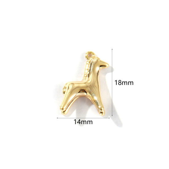 Immagine di 2 Pz Ecologico Ottone Ciondoli 18K Vero Oro Placcato Cavallo 3D 18mm x 14mm