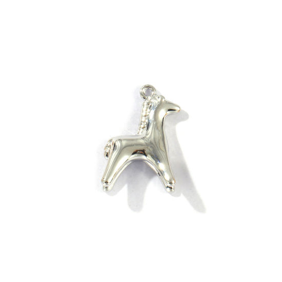 Immagine di 2 Pz Ecologico Ottone Ciondoli Vero Platino Placcato Cavallo 3D 18mm x 14mm
