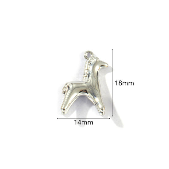 Immagine di 2 Pz Ecologico Ottone Ciondoli Vero Platino Placcato Cavallo 3D 18mm x 14mm