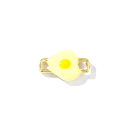 Immagine di 2 Pz Ottone Pendenti Charms Connettori Placcato Oro 18K Giallo Smalto Uova 3D 20mm x 13mm