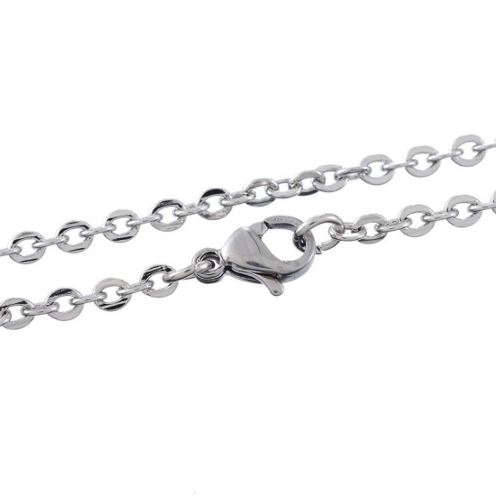 Bild von 304 Edelstahl Halskette Gliederkette Kette Silberfarbe 45cm lang, Kettengröße: 3x2.5mm, 1 Streif