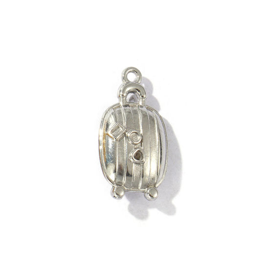 Bild von 2 Stück Umweltfreundlich 304 Edelstahl Reise Charms Silberfarben Reisetrolley 21mm x 11mm