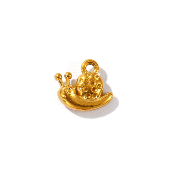 Bild von 5 Stück Umweltfreundliche PVD-Vakuumbeschichtung 304 Edelstahl Charms 18K Vergoldet Schnecken 10mm x 9mm
