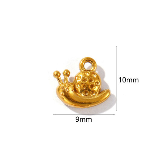 Bild von 5 Stück Umweltfreundliche PVD-Vakuumbeschichtung 304 Edelstahl Charms 18K Vergoldet Schnecken 10mm x 9mm