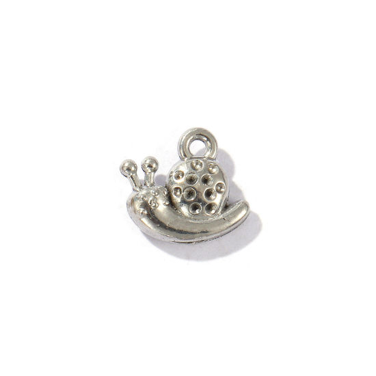 Bild von 5 Stück Umweltfreundlich 304 Edelstahl Charms Silberfarben Schnecken 10mm x 9mm