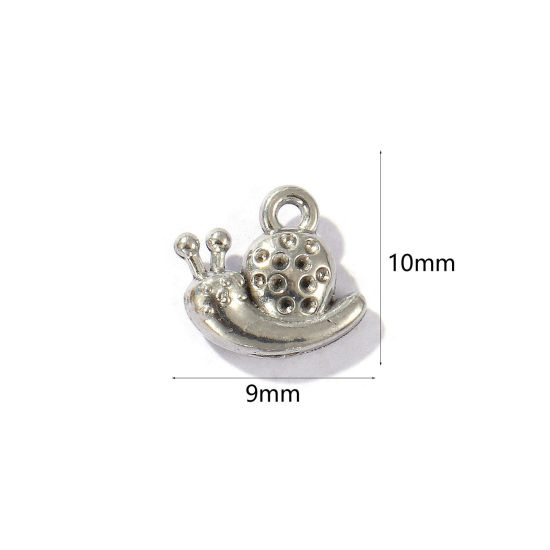 Bild von 5 Stück Umweltfreundlich 304 Edelstahl Charms Silberfarben Schnecken 10mm x 9mm