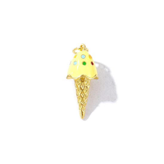 Imagen de 2 Unidades Respetuoso del Medio Ambiente Latón Colgantes 18K Oro Real Chapado Amarillo Esmalte Helado 27mm x 10mm
