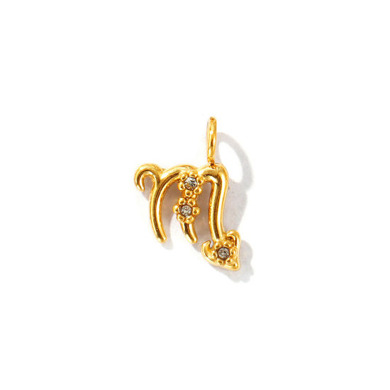 Immagine di 2 Pz Placcatura Sottovuoto PVD Ecologica 304 Acciaio Inossidabile Ciondoli Placcato Oro 18K Costellazione Scorpione Micro Spianare Trasparente Strass 13mm x 9mm