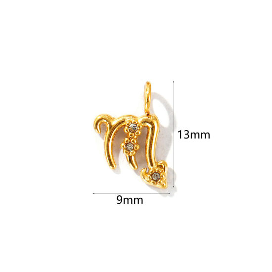 Immagine di 2 Pz Placcatura Sottovuoto PVD Ecologica 304 Acciaio Inossidabile Ciondoli Placcato Oro 18K Costellazione Scorpione Micro Spianare Trasparente Strass 13mm x 9mm