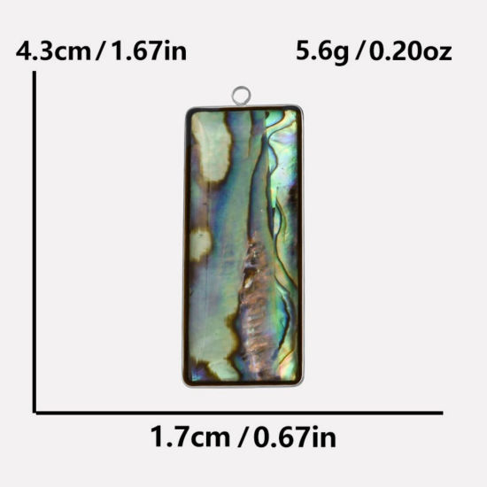 Immagine di 2 Pz Ecologico 304 Acciaio Inossidabile & Conchiglie Naturali Ciondoli Pendenti Tono Argento Rettangolo 4.3cm x 1.7cm