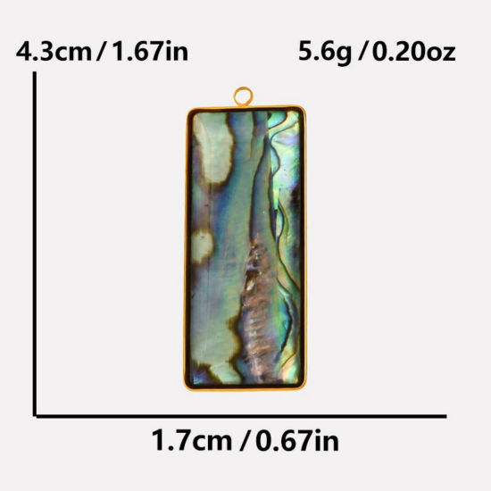 Immagine di 2 Pz Placcatura Sottovuoto PVD Ecologica 304 Acciaio Inossidabile & Conchiglie Naturali Ciondoli Pendenti Placcato Oro 18K Rettangolo 4.3cm x 1.7cm