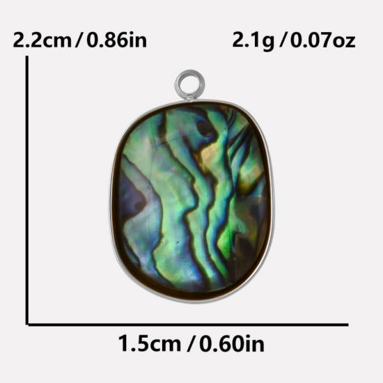 Immagine di 2 Pz Ecologico 304 Acciaio Inossidabile & Conchiglie Naturali Ciondoli Tono Argento 22mm x 15mm