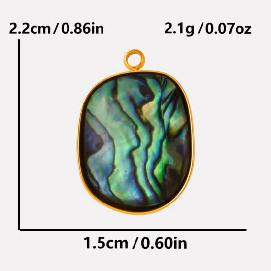 Immagine di 2 Pz Placcatura Sottovuoto PVD Ecologica 304 Acciaio Inossidabile & Conchiglie Naturali Ciondoli Placcato Oro 18K 22mm x 15mm