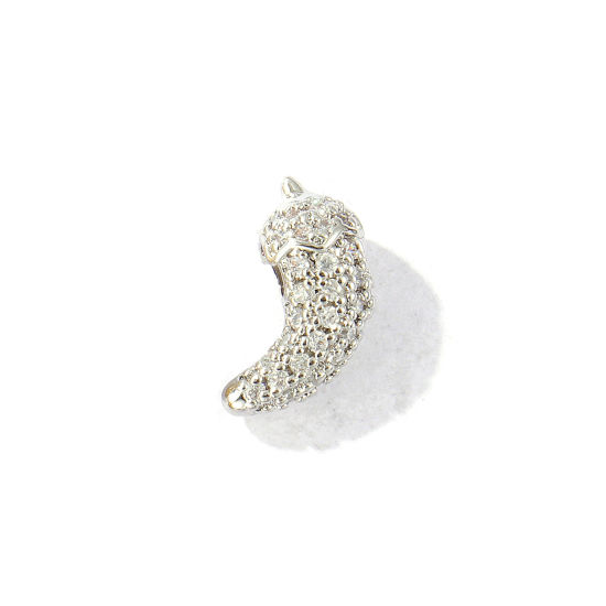 Bild von 2 Stück Messing Perlen zur DIY-Schmuckherstellung Platin Plattiert Chili 3D Klar Zirkonia 12mm x 6mm