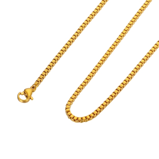 304ステンレス鋼 ネックレス 金メッキ ボックスチェーン 55.0cm長さ、 1 本 の画像
