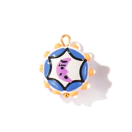 2 個 エコフレンドリー PVD 防水 耐変色性の 低アレルギー性の 304ステンレス鋼＋樹脂 宇宙銀河シリーズ チャーム 卸売り 18Kリアルゴールドメッキ 多色 エナメル フラワー ムーン 22mm x 19mm、 の画像