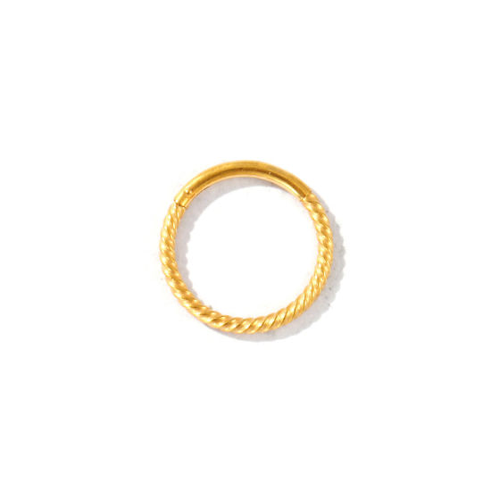 Immagine di 2 Pz PVD Ecologica 316 Acciaio inossidabile Gioielli per Piercing Chiusura Ad Anello Con Click Segmentato Snodato All'Ingrosso Tondo Spirale Placcato Oro 18K 12.5mm Dia